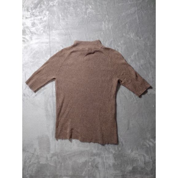 Brown Turtle Neck Sweater Tussah Silk Cotton Women's Small By Norton McNaughton - Picture 2 of 8